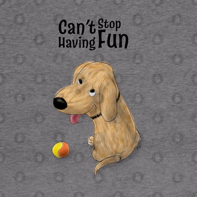 Cannot Stop Having Fun Cartoon Dog by Xavier Wendling